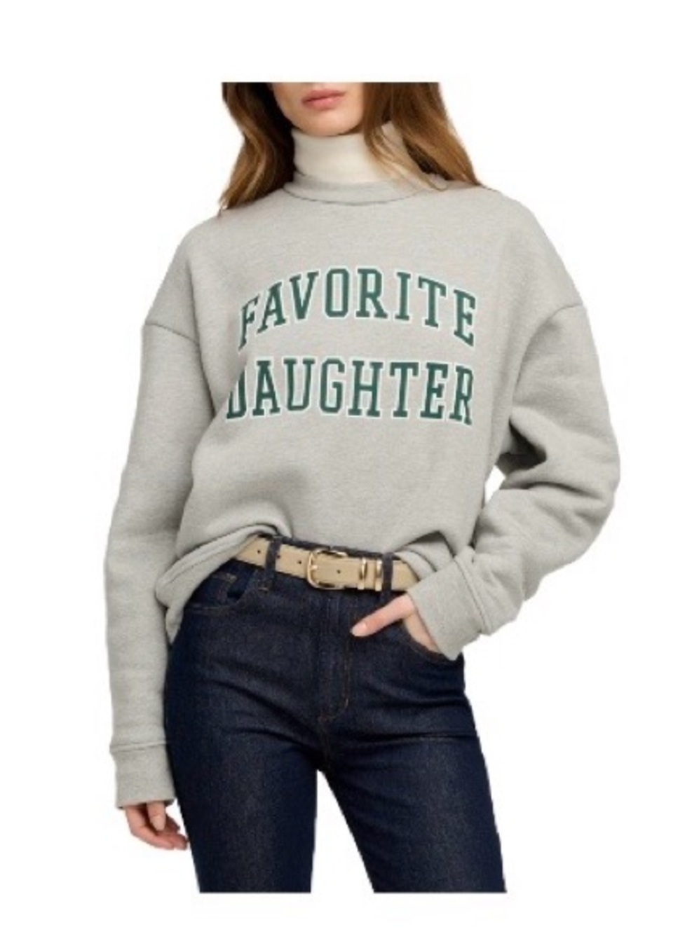 Favorite Daughter Collegiate Heather Gray Pine Sweatshirt Small